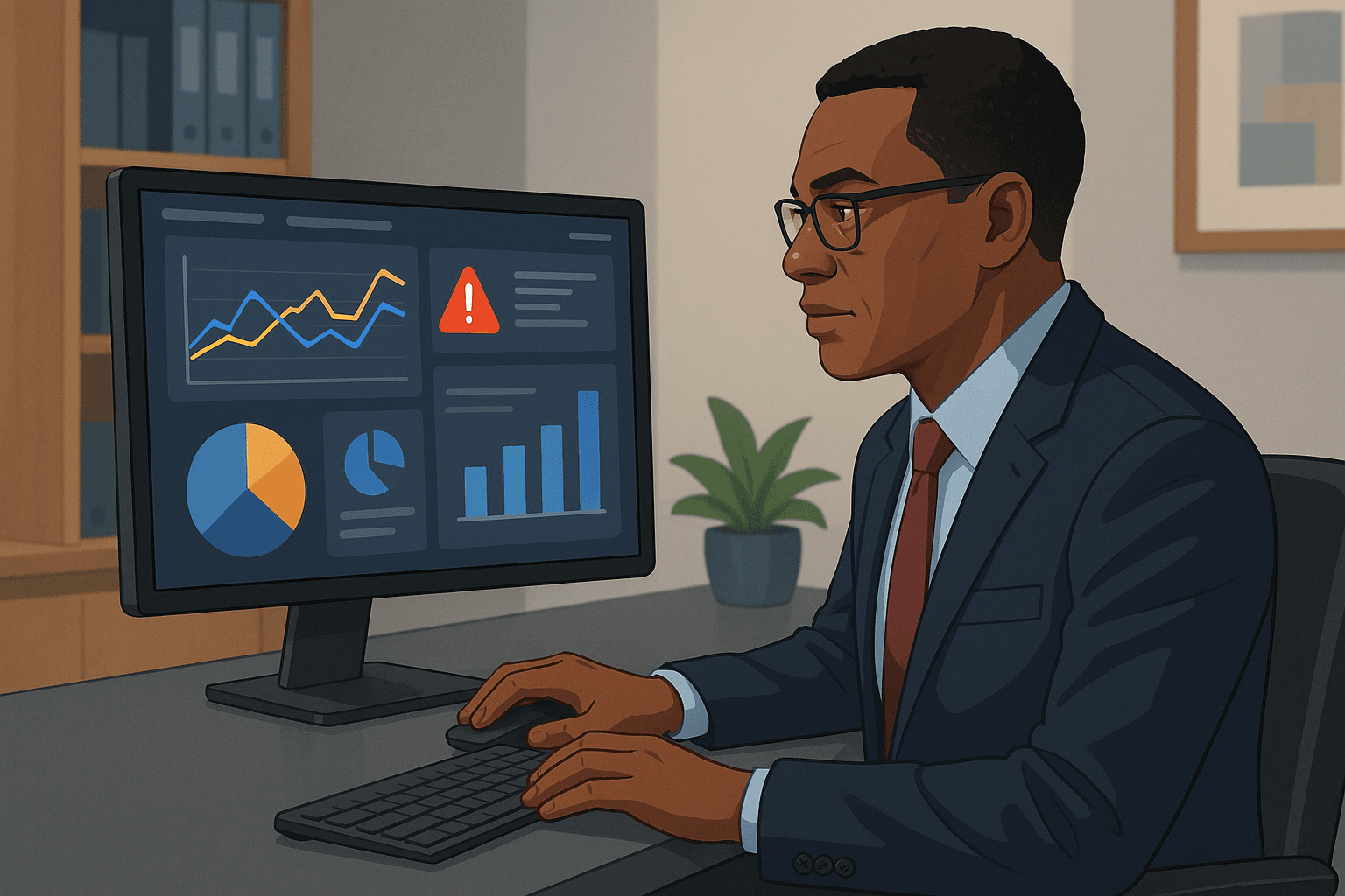Trust Leader Reviewing Dashboard