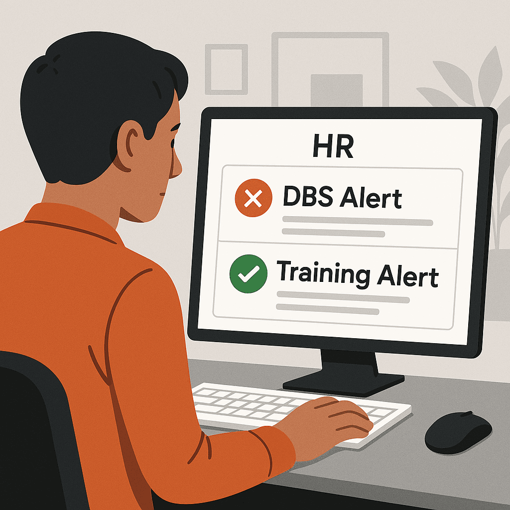 HR admin viewing alerts on screen