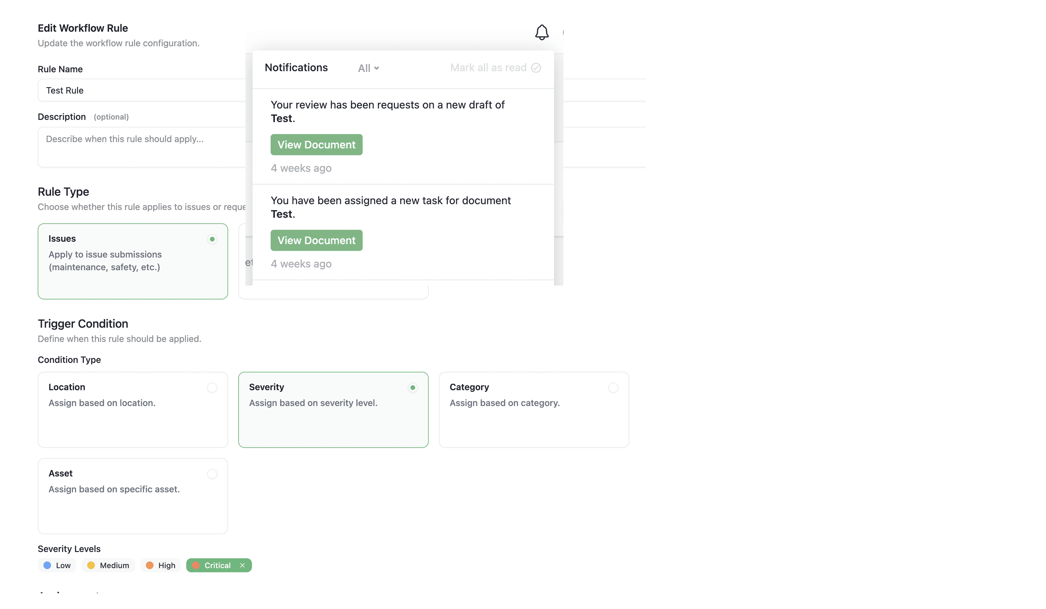 Risk assessment dashboard showing structured risk management