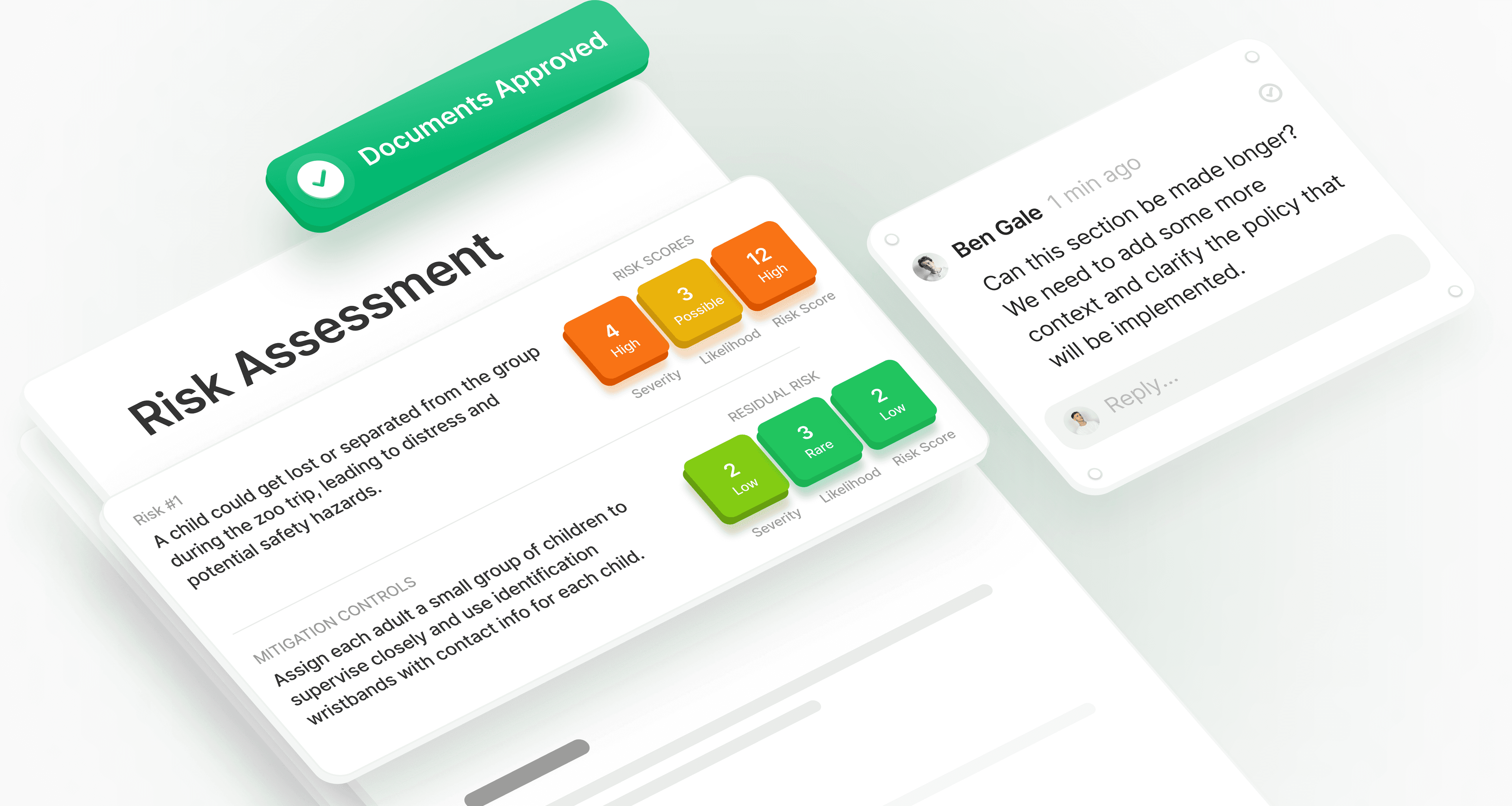 Policy management system showing document control and compliance features