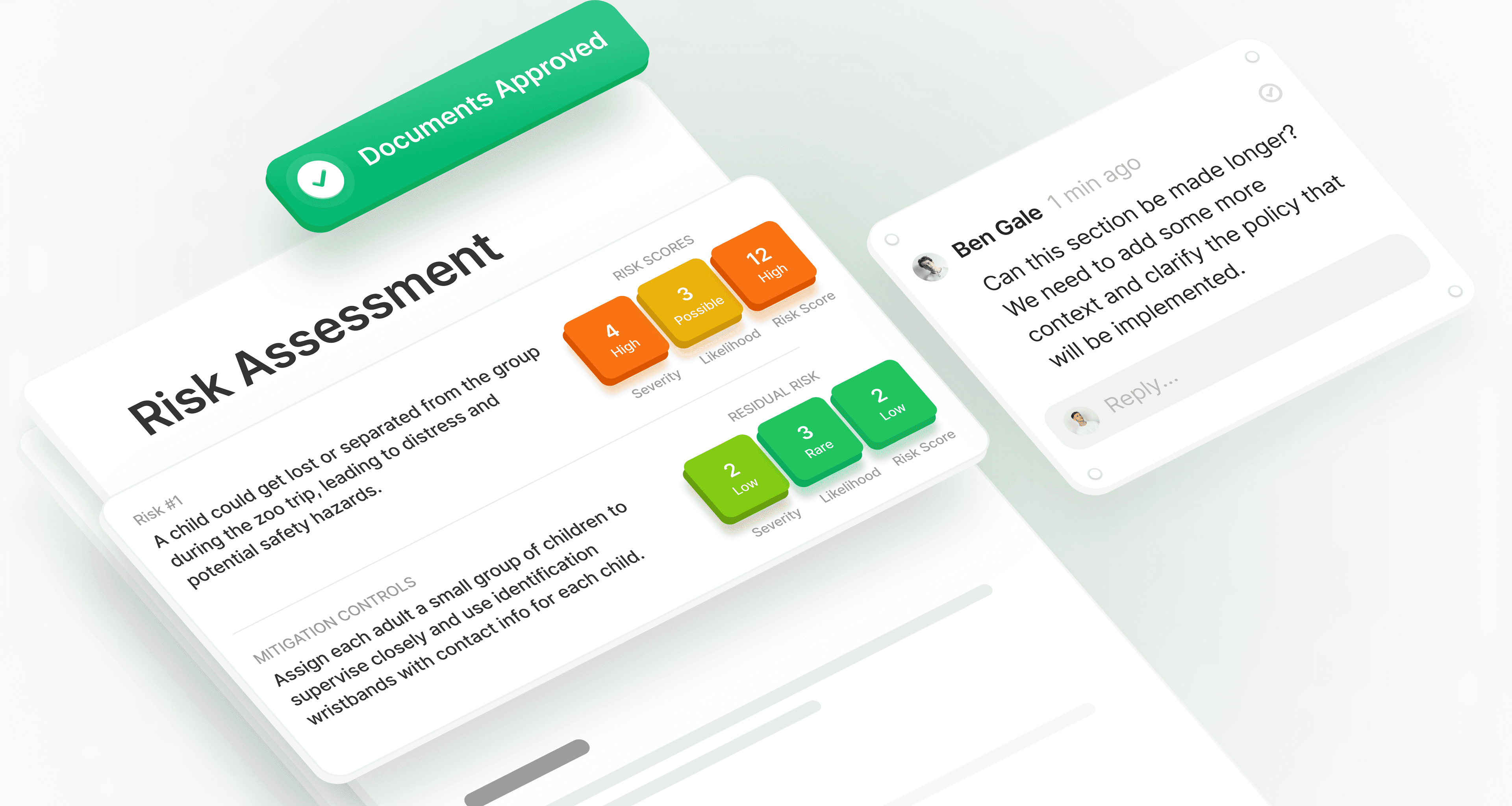 Policy management system showing document control and compliance features