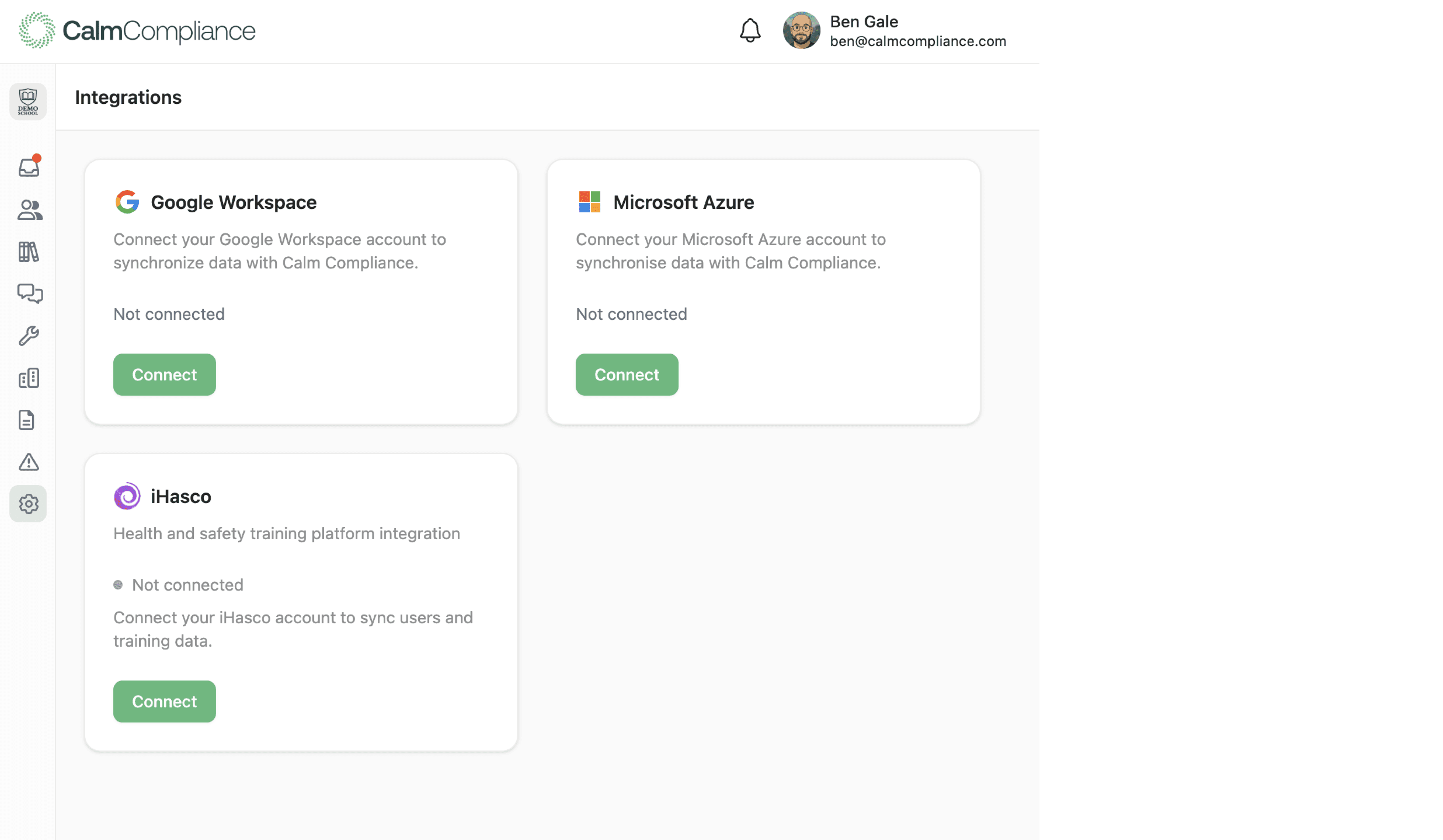 Integration dashboard showing Wonde MIS connectivity and data synchronization