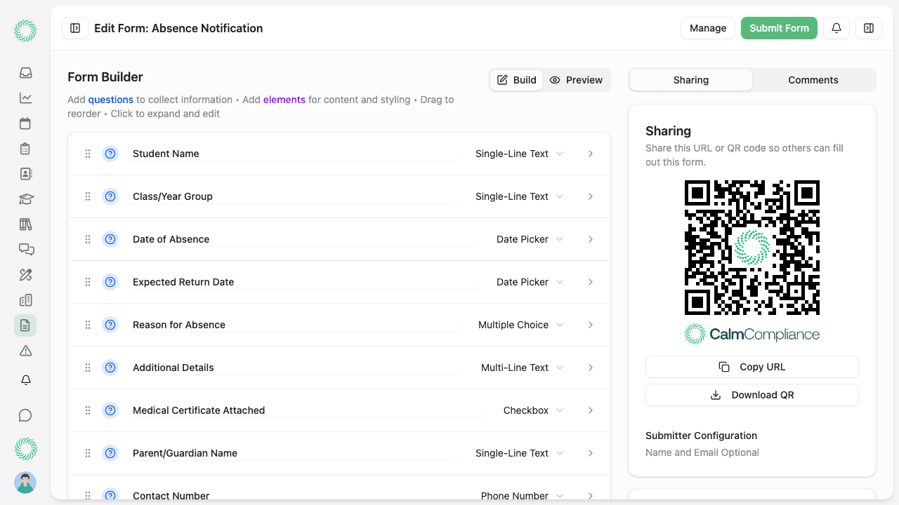 AI-powered form builder showing instant form creation and response tracking