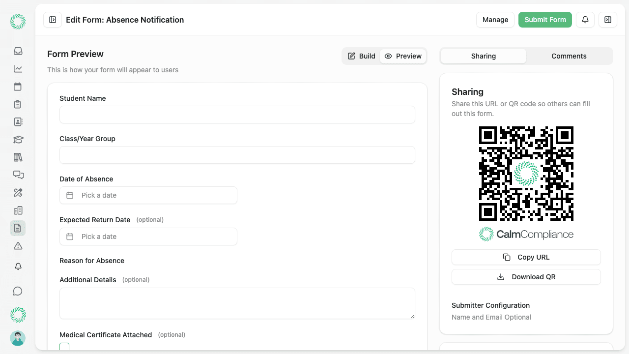 QR code form sharing showing mobile submission and instant access