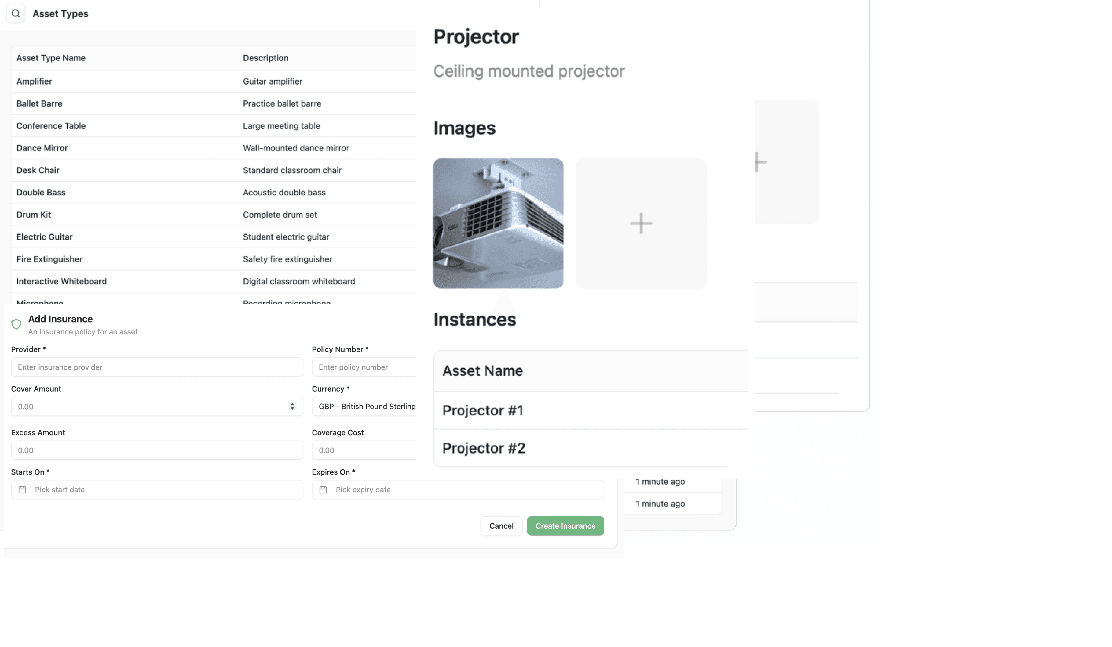 Asset management dashboard showing comprehensive tracking and lifecycle planning