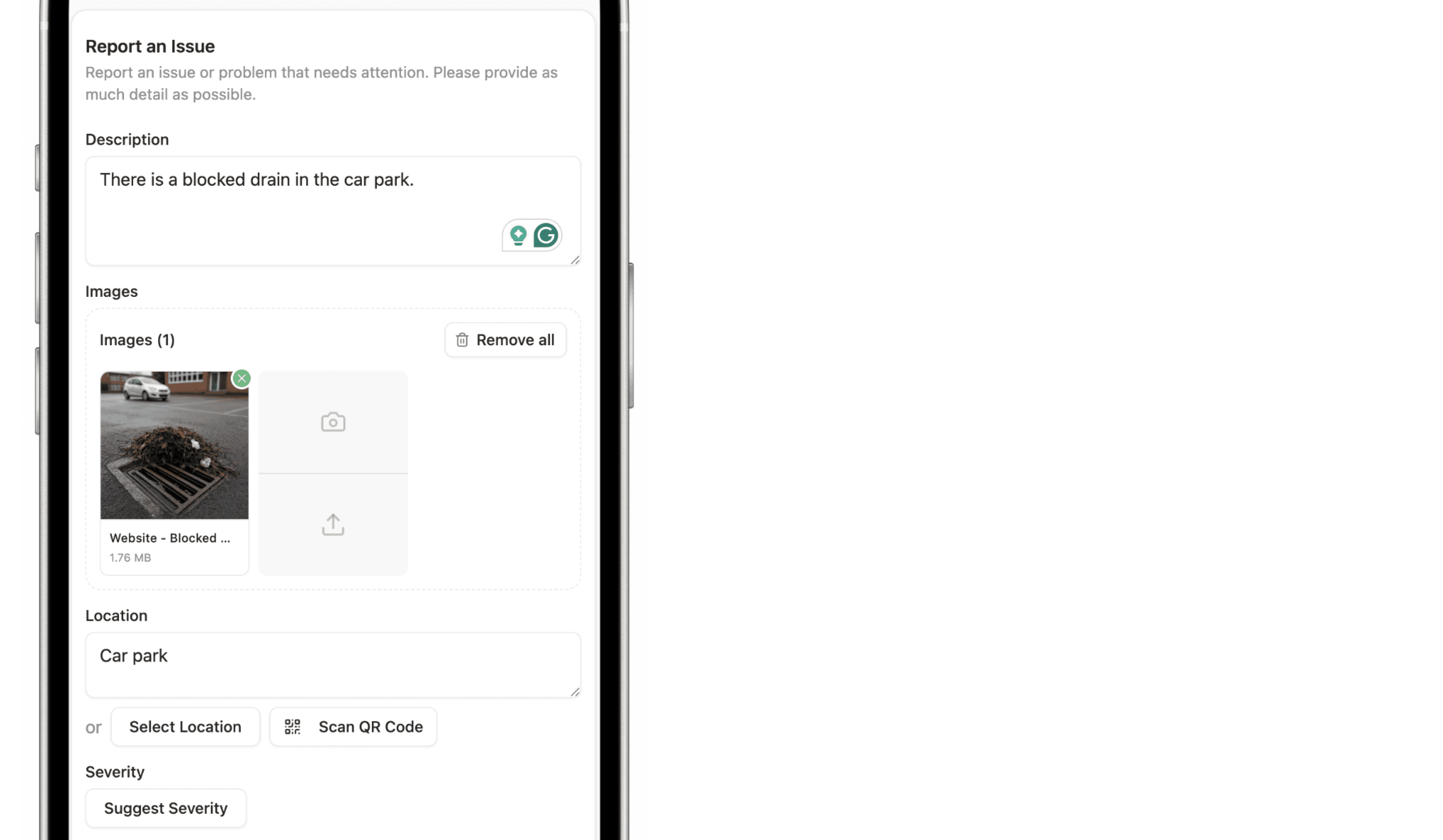 Issue tracking interface showing QR code initiated workflows and team collaboration