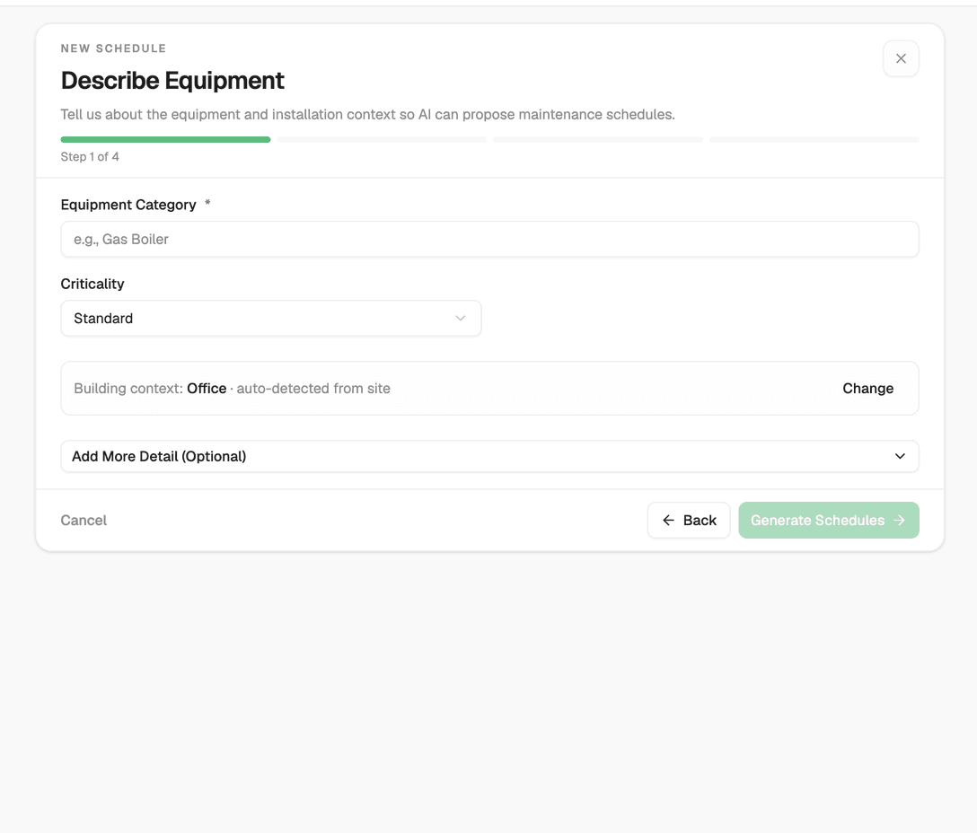 AI drafting a maintenance schedule from a written prompt