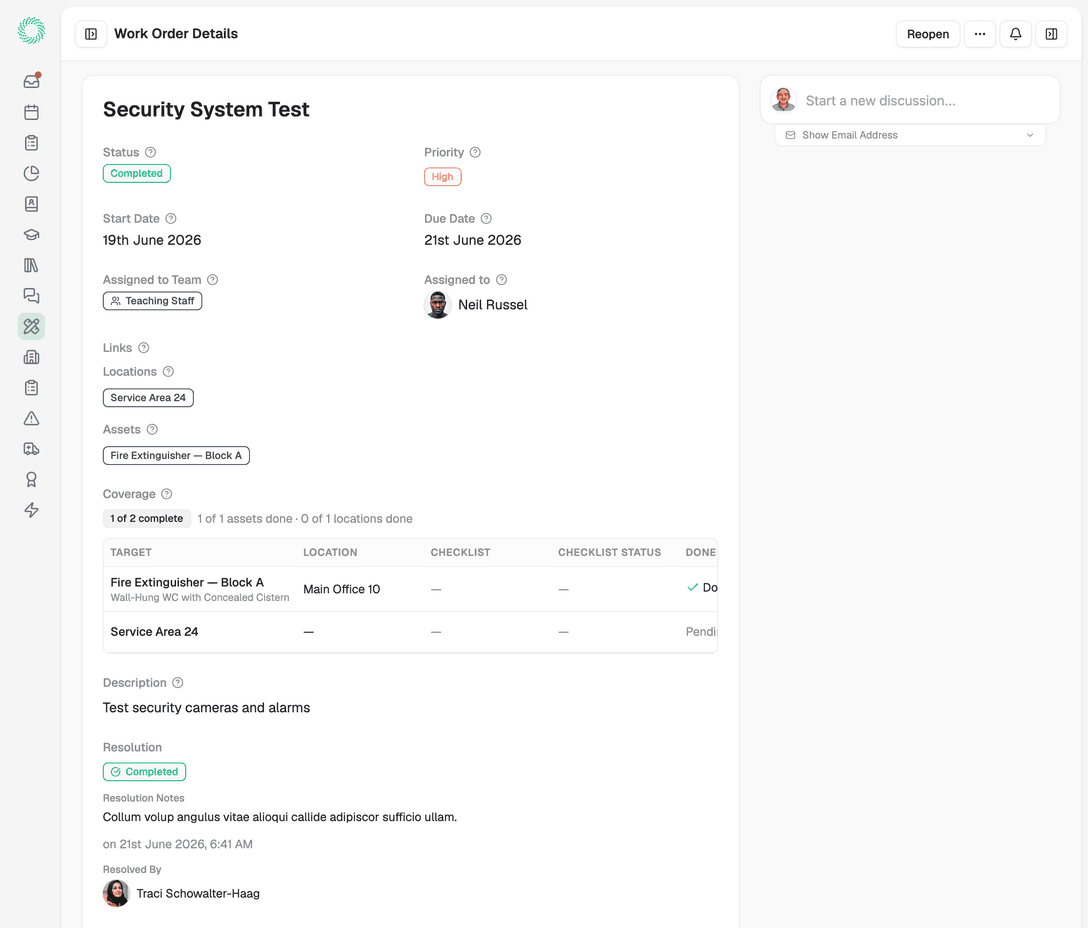 CalmCompliance maintenance planning dashboard
