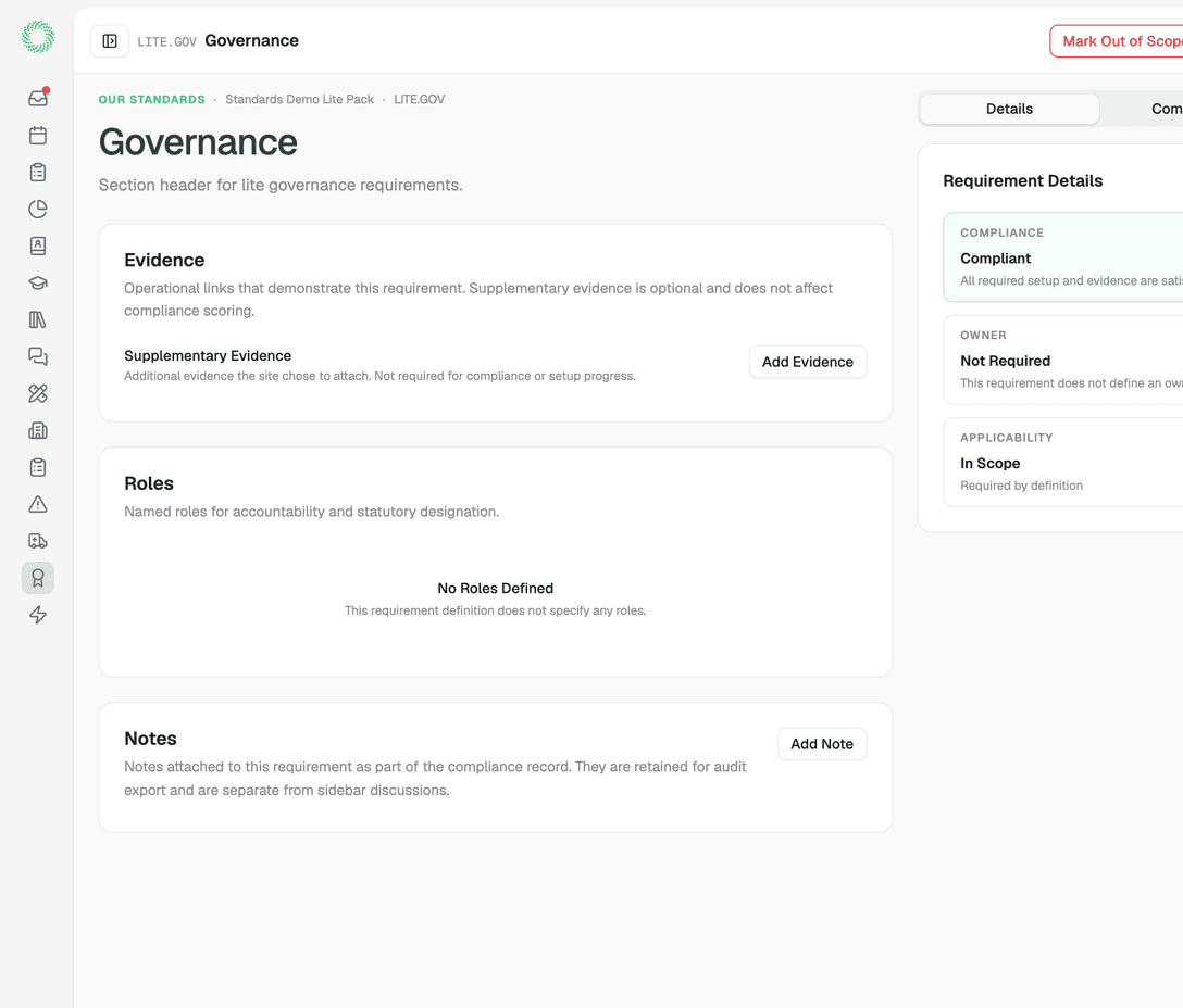 Requirement pulling evidence from across modules