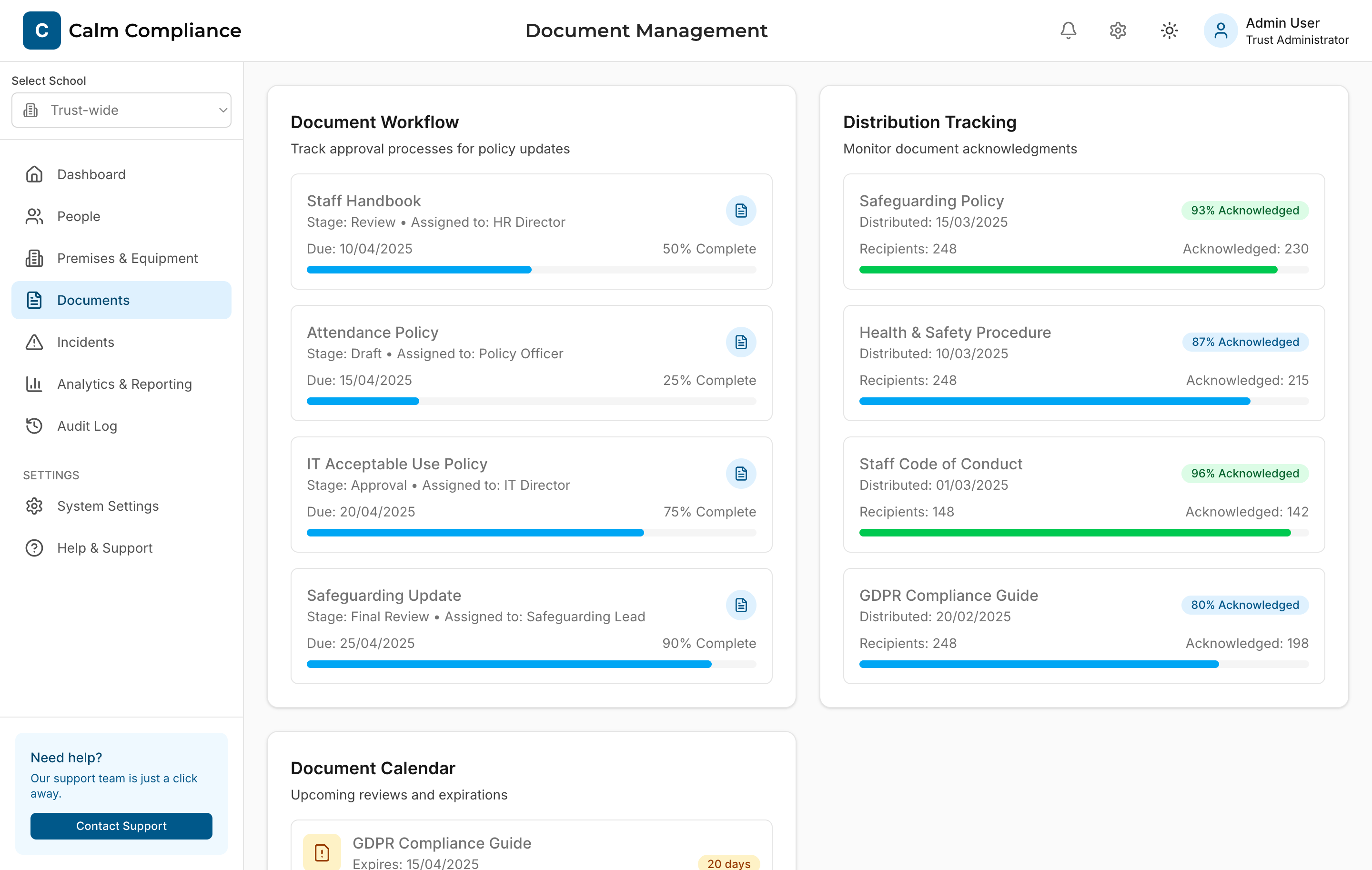 Inspection records dashboard